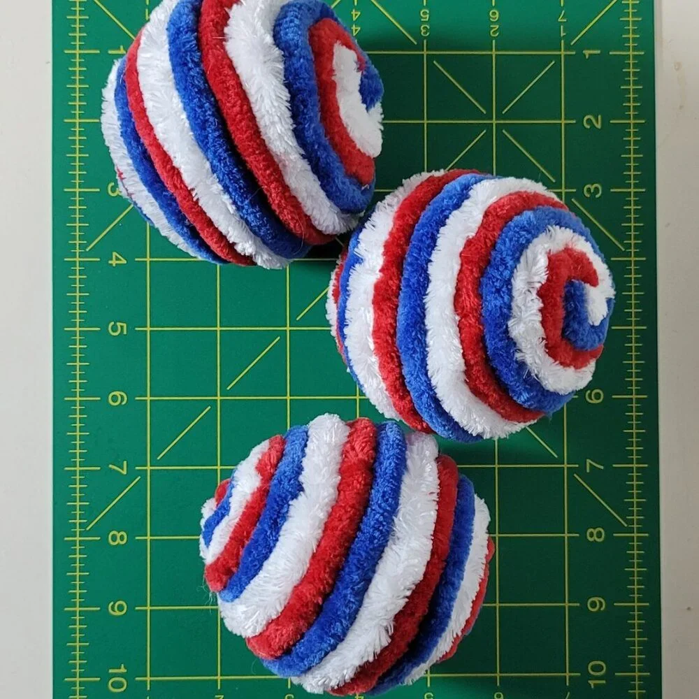 Red White Blue Patriotic Velvety Yarn Balls‎ - Set of 3 Balls, 3.5